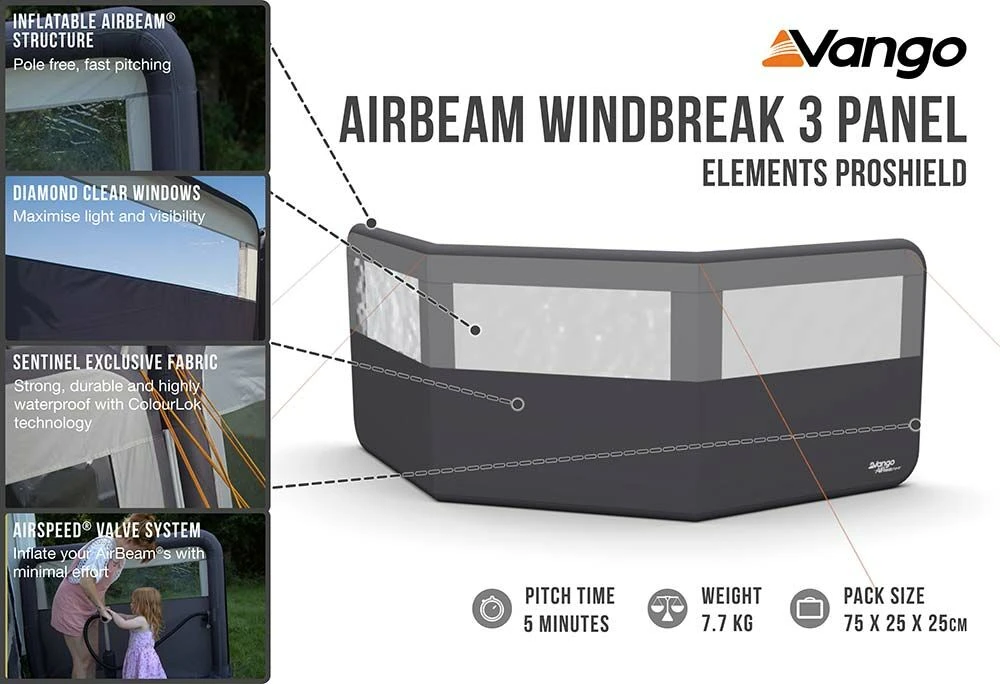 Vango Airbeam Windbreak 3 Panel (Elements Proshield) - Image 3